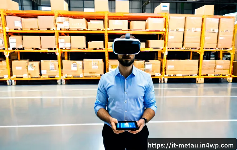 메타버스의 전자상거래와 물류 관리 - Photorealistic modern Italian e-commerce fulfillment center near Milan, warehouse manager wearing a ...